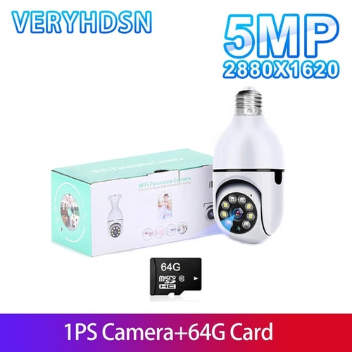 5G Wifi 5MP E27 Bulb Surveillance Camera Indoor 4X Digital Zoom AI