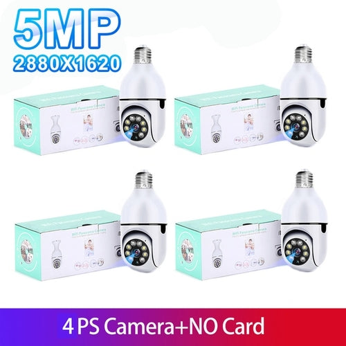 5G Wifi 5MP E27 Bulb Surveillance Camera Indoor 4X Digital Zoom AI