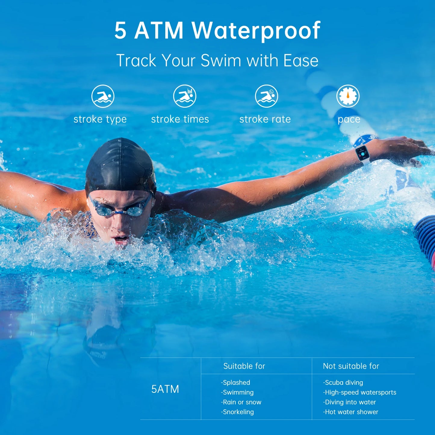 UMIDIGI Uwatch 5S Bluetooth Smart Watch 1.7" 5ATM Waterproof