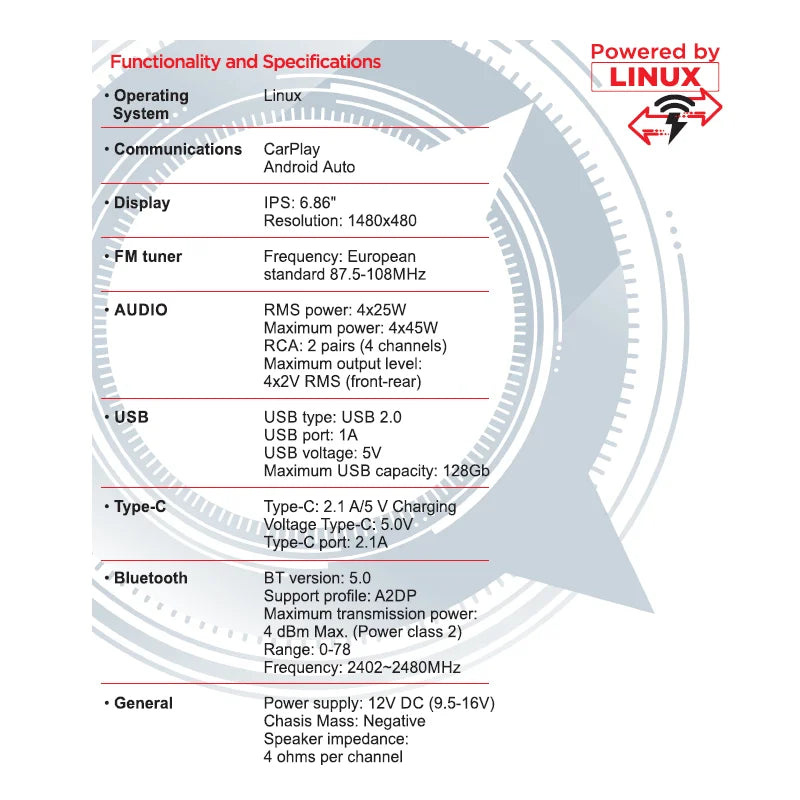 Central Multimedia MP5 Pro Screen 6.86 "1din Universal Linux system