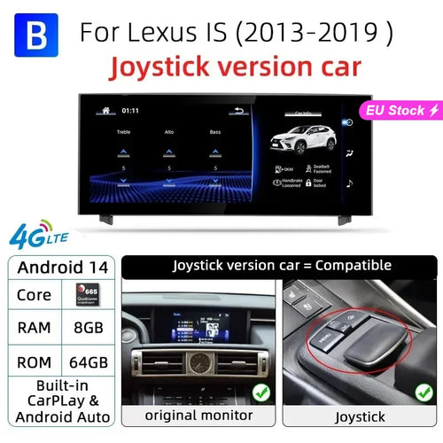 Nunoo Android 14 Wireless Carplay Auto Radio For Lexus IS RC 200 250