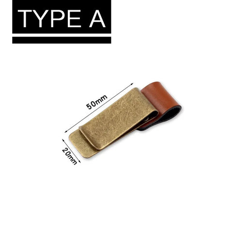 STONEGO Handmade Leather Brass Stainless Steel Pen Holder Clip Journal