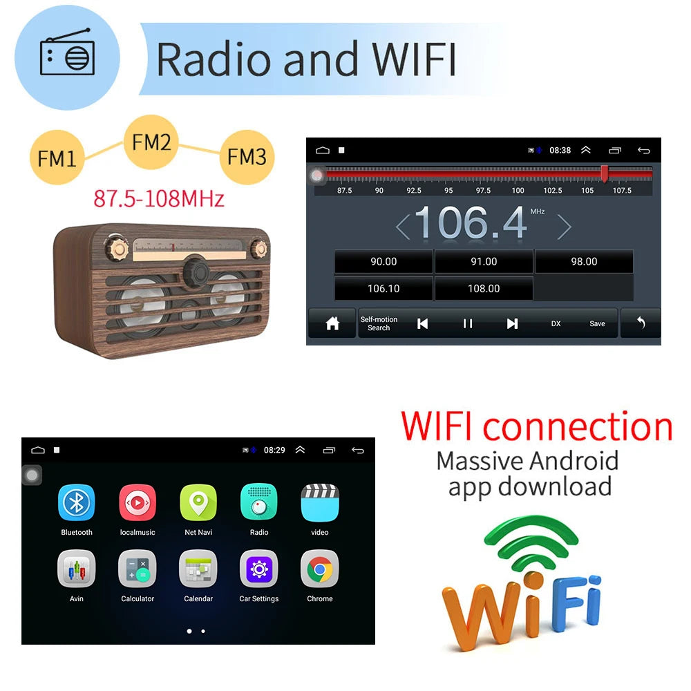 ACODO Android Car Player 7 inch 2 Din Multimedia Wireless Carplay Auto