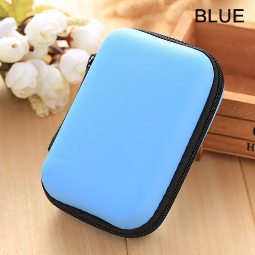 STONEGO Zipper Earphone Case Leather Earphone Storage Box Portable USB