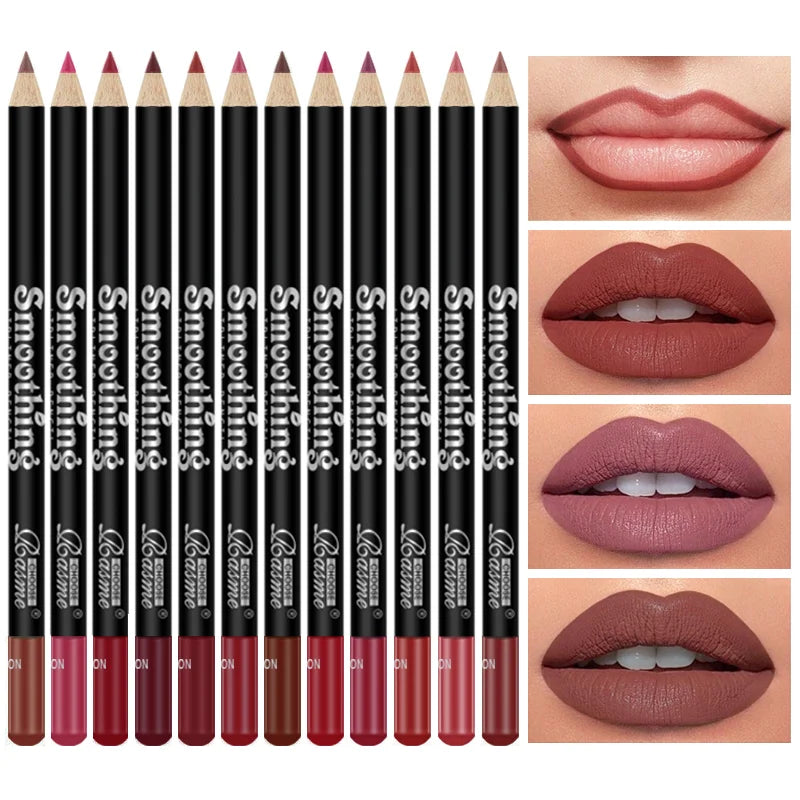 12 pcs Long-Lasting Lipstick Set with Professional Lip Liner Pencil