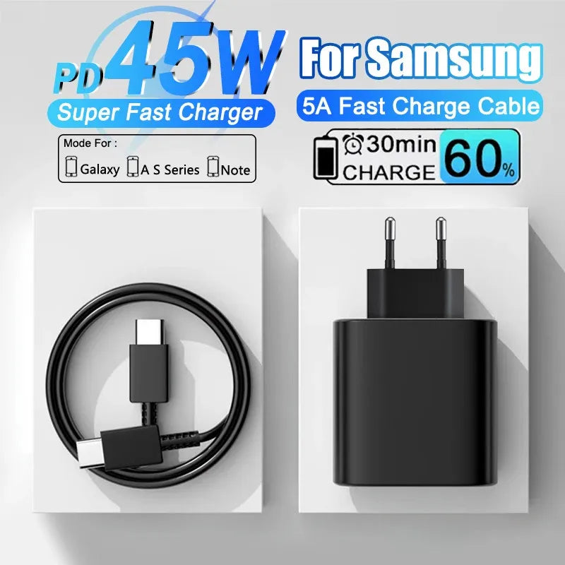 45W PD Fast Charging For Samsung Galaxy S22 S23 Ultra Note10 Plus