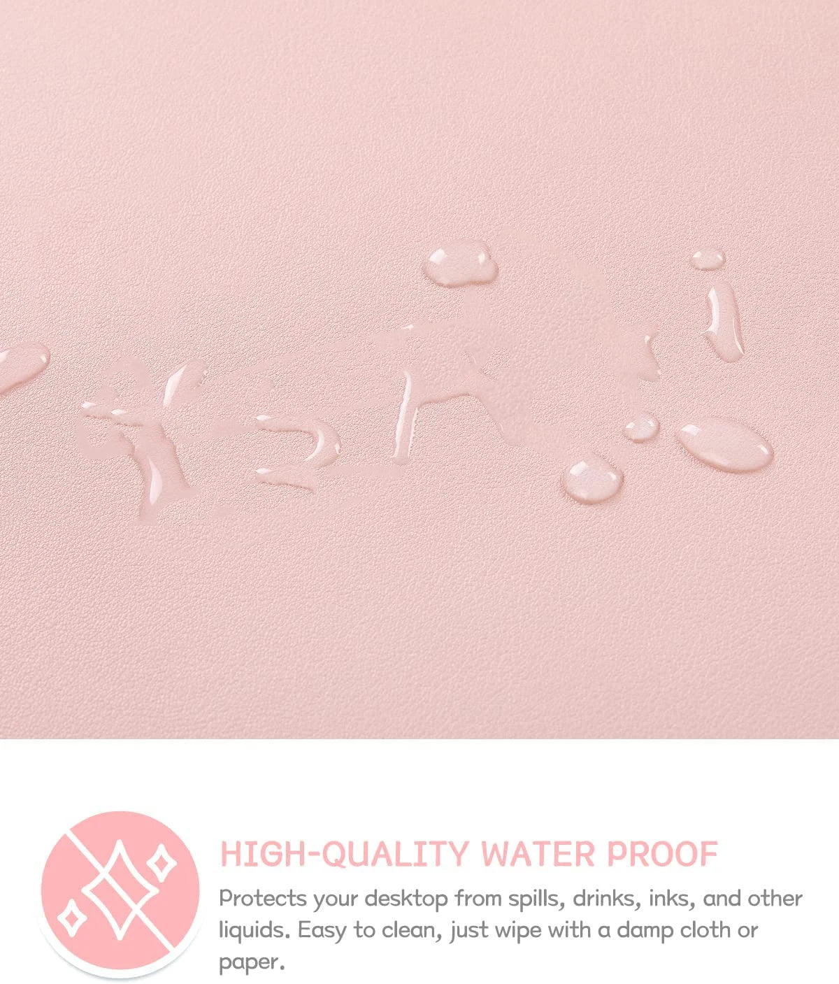 Desk Mat Waterproof PVC Mouse Pad Leather Desk Protective Cover Pink