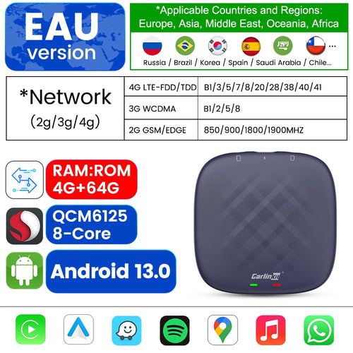 CarlinKit CarPlay Ai TV Box Android 13 QCM6125 Wireless CarPlay