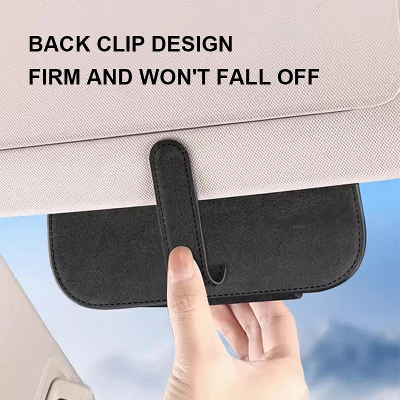SEAMETAL Cowhide Sun Visor Glasses Holder Premium Leather