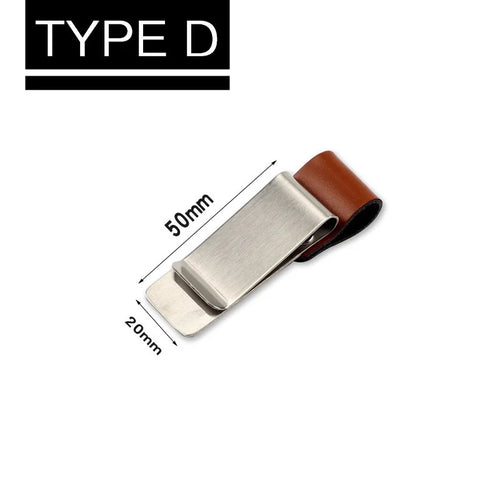 STONEGO Handmade Leather Brass Stainless Steel Pen Holder Clip Journal