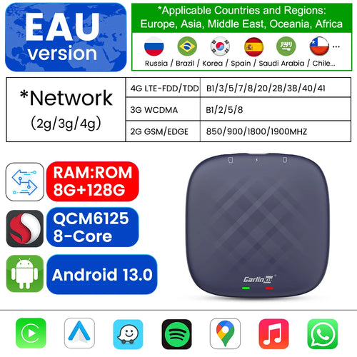 CarlinKit CarPlay Ai TV Box Android 13 QCM6125 Wireless CarPlay