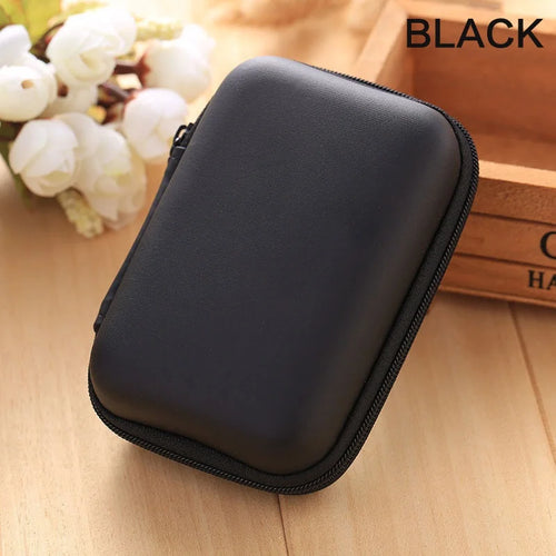 STONEGO Zipper Earphone Case Leather Earphone Storage Box Portable USB