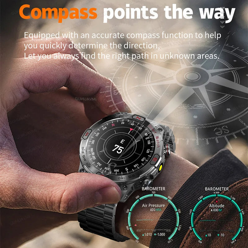 2024 New Outdoor Military GPS Truck Smart Watch Men AMOLED HD Screen