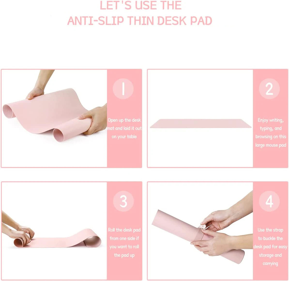 Desk Mat Waterproof PVC Mouse Pad Leather Desk Protective Cover Pink