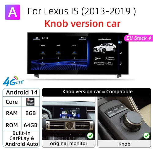 Nunoo Android 14 Wireless Carplay Auto Radio For Lexus IS RC 200 250