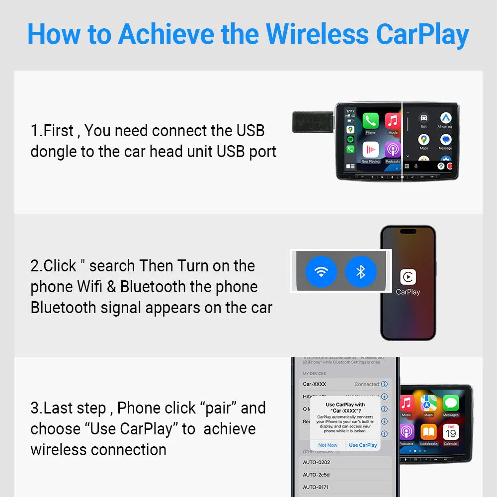 NEW Wireless CarPlay Android Auto Wireless Adapter Smart Mini Box Plug
