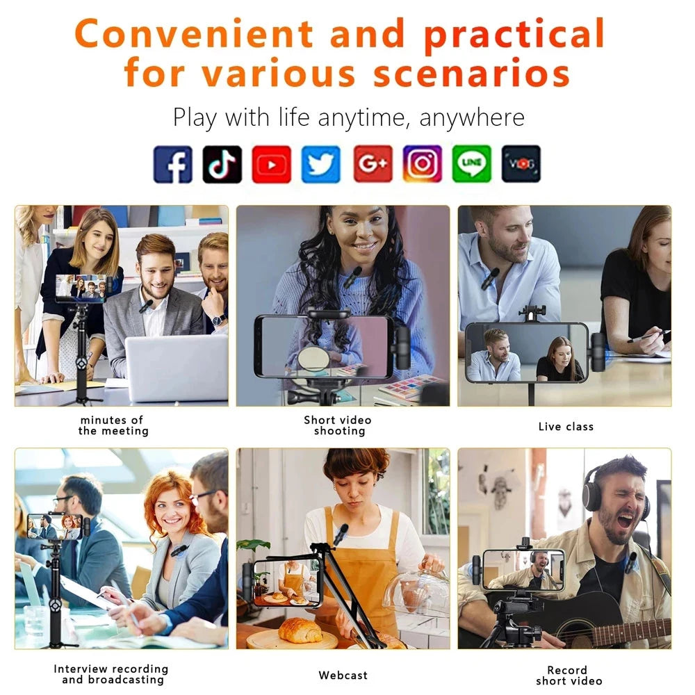 New Wireless Lavalier Microphone Portable Audio Video Recording Mini