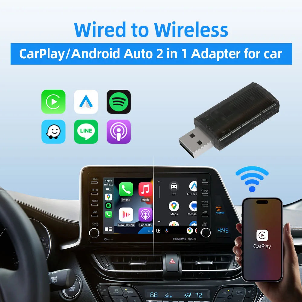 NEW Wireless CarPlay Android Auto Wireless Adapter Smart Mini Box Plug