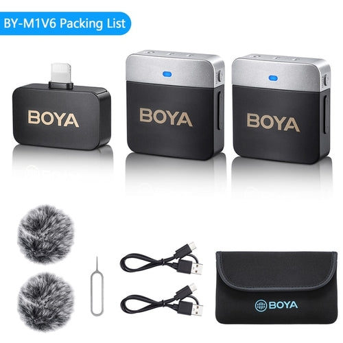 BOYA Wireless Lavalier Lapel Microphone for iPhone Android DSLR