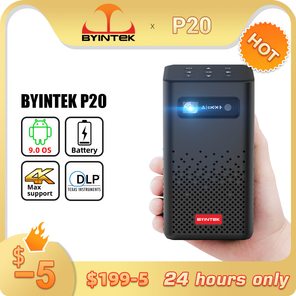 Byintek P20 Mini Portable Pico Smart Android Wifi Screenless Tv Laser