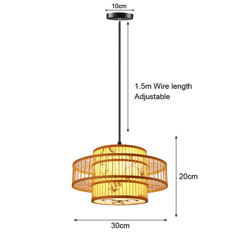 Bamboo Pendant Lamp Hand Knitted Chinese Style Weaving Hanging Lamps
