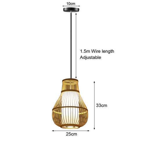 Bamboo Pendant Lamp Hand Knitted Chinese Style Weaving Hanging Lamps