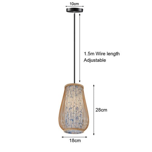 Bamboo Pendant Lamp Hand Knitted Chinese Style Weaving Hanging Lamps