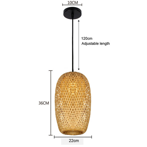 Bamboo Pendant Lamp Hand Knitted Chinese Style Weaving Hanging Lamps
