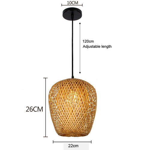 Bamboo Pendant Lamp Hand Knitted Chinese Style Weaving Hanging Lamps
