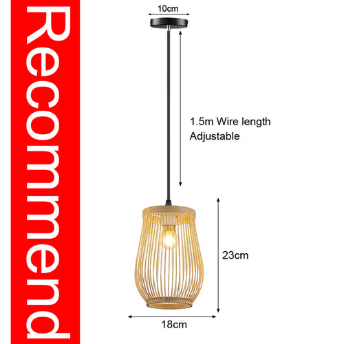 Bamboo Pendant Lamp Hand Knitted Chinese Style Weaving Hanging Lamps