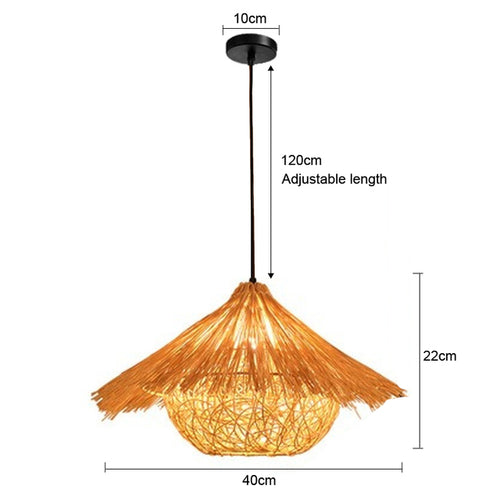 Bamboo Pendant Lamp Hand Knitted Chinese Style Weaving Hanging Lamps