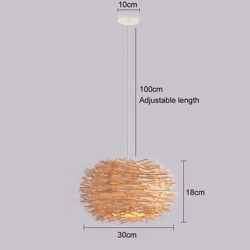 Bamboo Pendant Lamp Hand Knitted Chinese Style Weaving Hanging Lamps