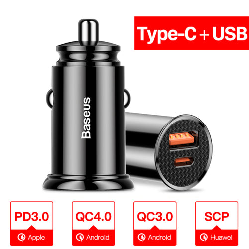 Baseus Car Charger Quick Charge 4.0 3.0 Qc4.0 Qc3.0 Scp 5a Usb Type C