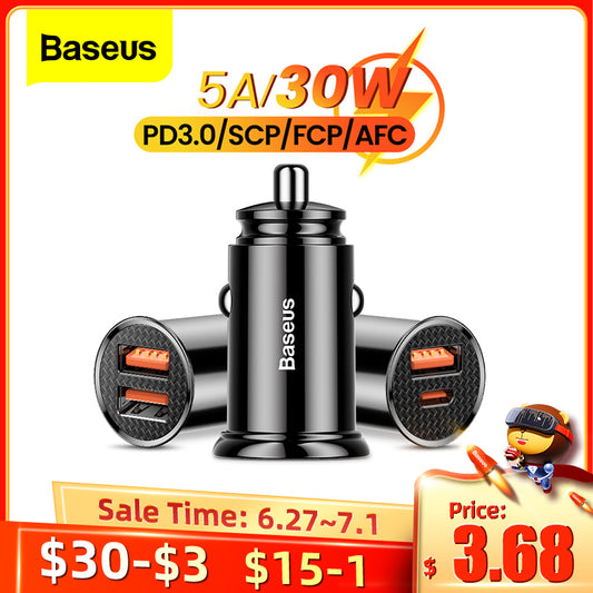 Baseus Car Charger Quick Charge 4.0 3.0 Qc4.0 Qc3.0 Scp 5a Usb Type C