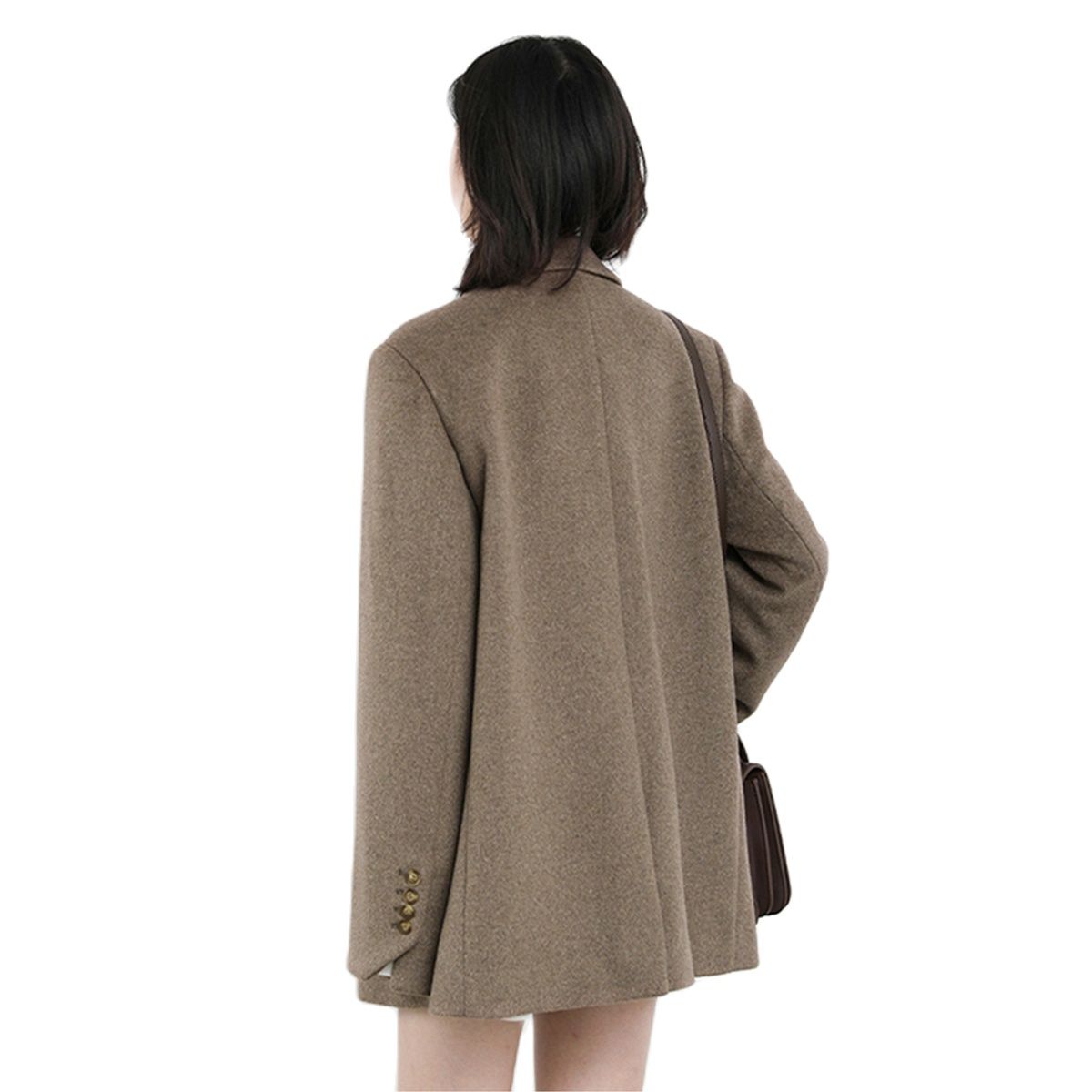 Chic Ven Women Wool Blend Coat Solid Mid Long Woolen Blazer Thick Warm