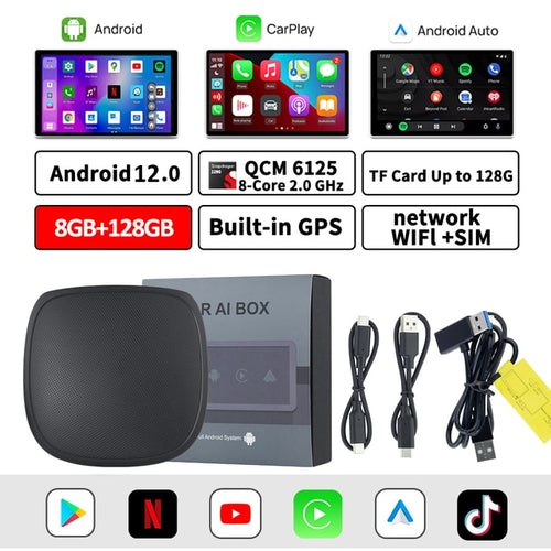 CarAiBOX CarPlay Ai Box Qualcomm 6125 8 Core CPU Android 11.0