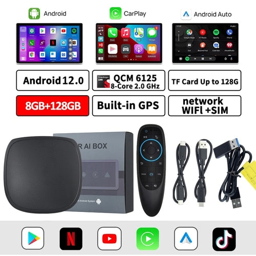 CarAiBOX CarPlay Ai Box Qualcomm 6125 8 Core CPU Android 11.0