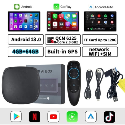 CarAiBOX CarPlay Ai Box Qualcomm 6125 8 Core CPU Android 11.0