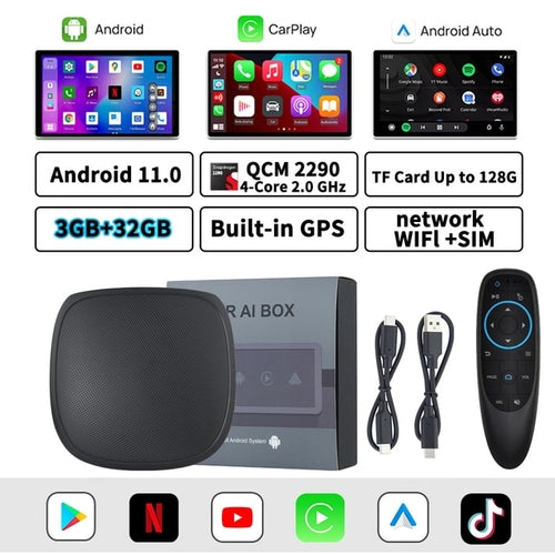 CarAiBOX CarPlay Ai Box Qualcomm 6125 8 Core CPU Android 11.0