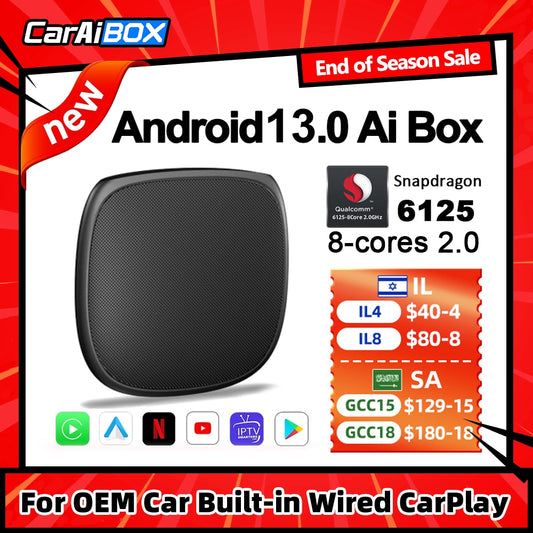 CarAiBOX CarPlay Ai Box Qualcomm 6125 8 Core CPU Android 11.0