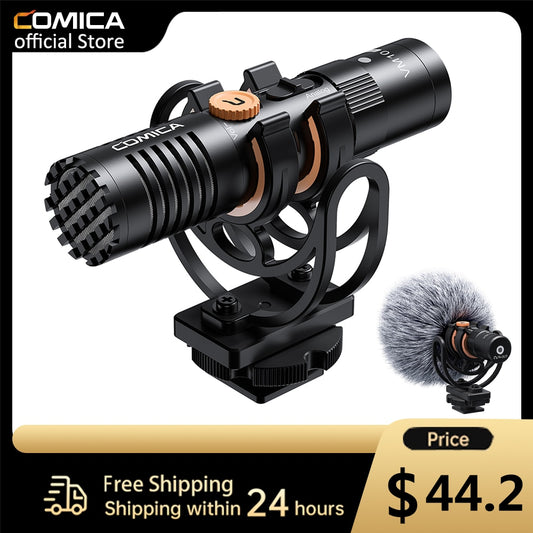 Comica VM10 Pro Camera Microphone with Shock Mount, Gain Control and