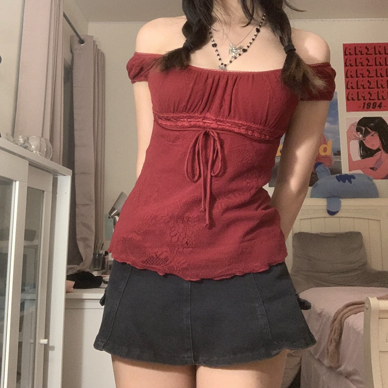 Elegant Lady Square Collar T-shirt Kawaii Bow Short Sleeve Pullovers