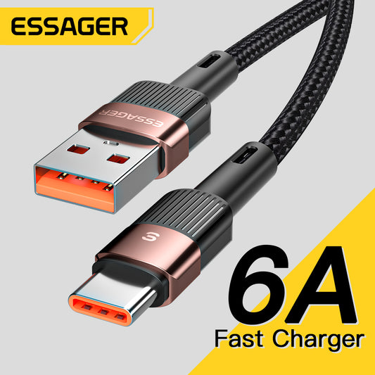 Essager 6A USB Type C Cable For Huawei P30 P40 Pro 66W Fast Charging