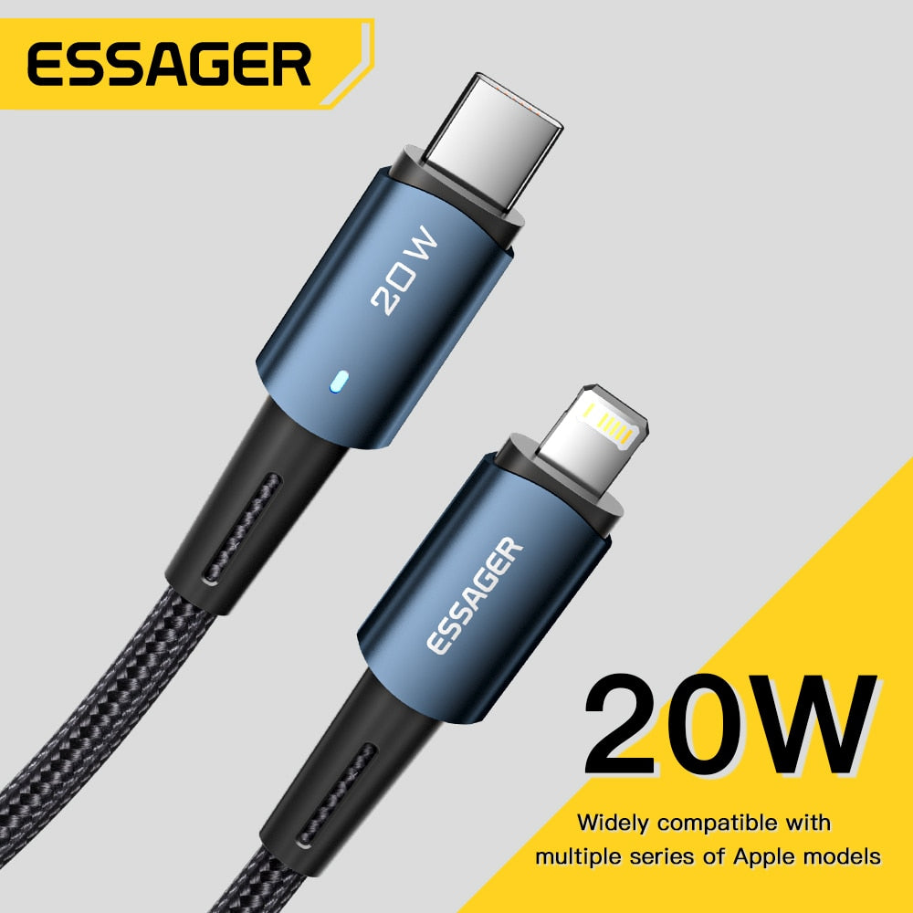 Essager Usb C Cable For Iphone 11 12 13 Pro Max Xs 20w Fast Charging