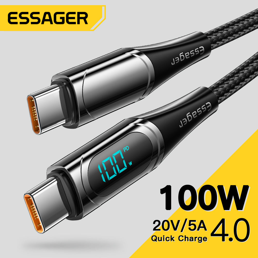 Essager USB Type C To USB C Cable 100W/5A PD Fast Charging Charger
