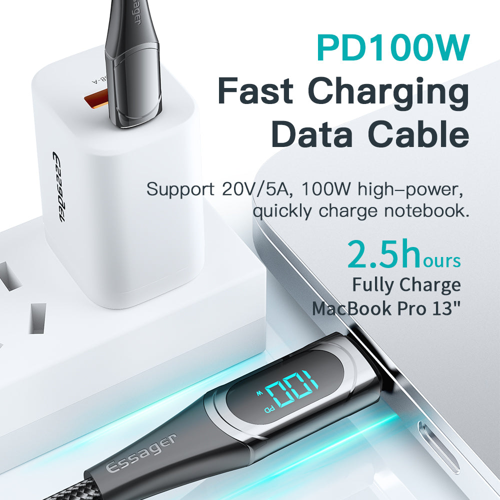 Essager USB Type C To USB C Cable 100W/5A PD Fast Charging Charger