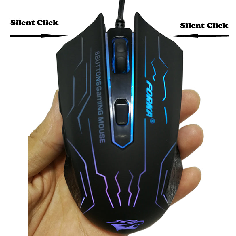 Forka Silent Click Usb Wired Gaming Mouse 6 Buttons 3200dpi Mute