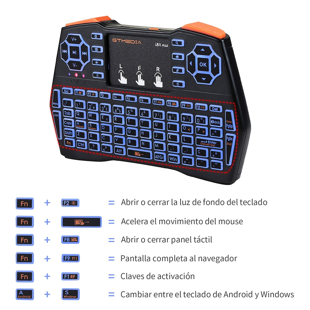GTMEDIA I8x Plus Wireless 2.4G Keyboard English Spanish Portuguese Air