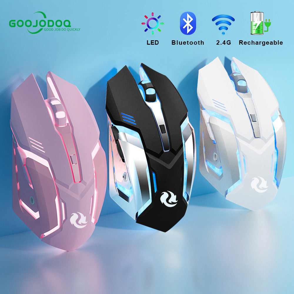 Gaming Mouse Rechargeable 2.4gwireless Bluetooth Mouse Mute Ergonomic