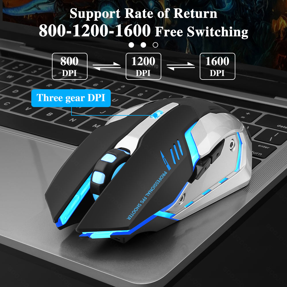 Gaming Mouse Rechargeable 2.4gwireless Bluetooth Mouse Mute Ergonomic